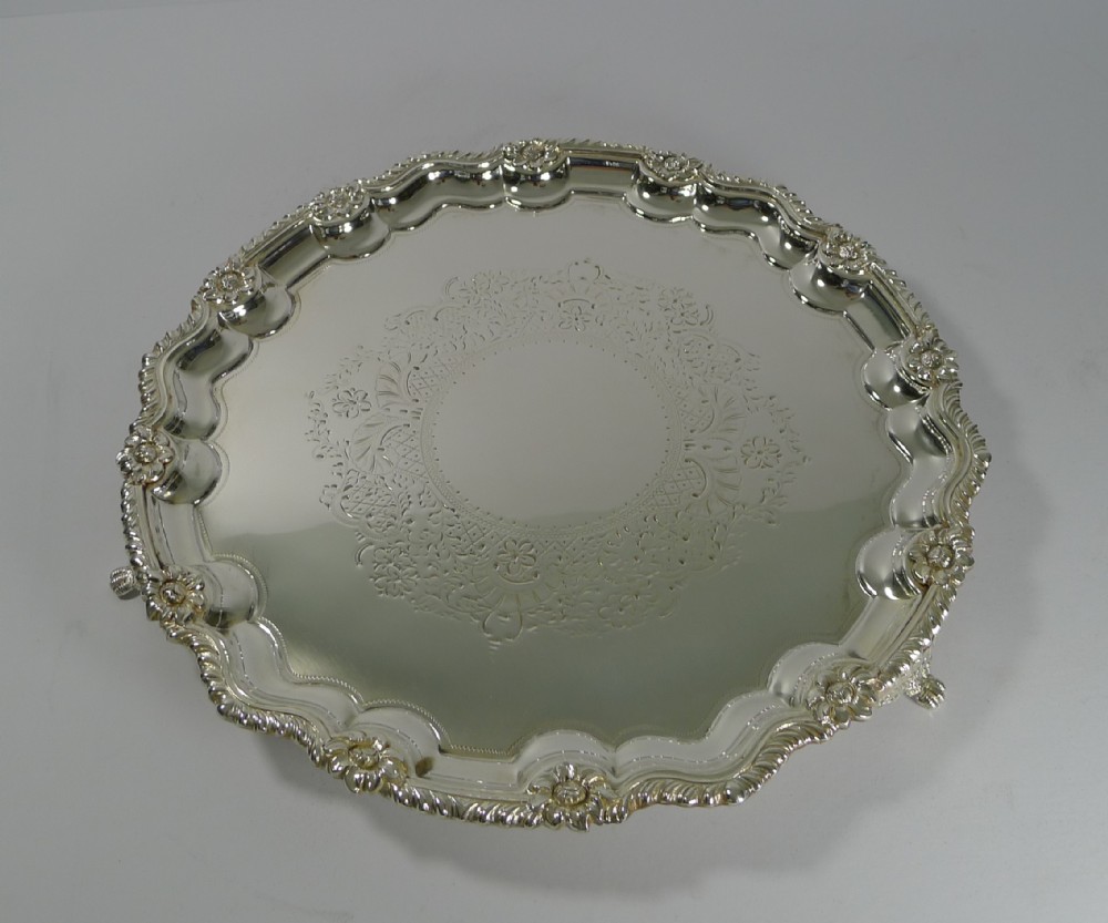 Antique English Silver Plated Salver or Tray by James Deakin c.1880