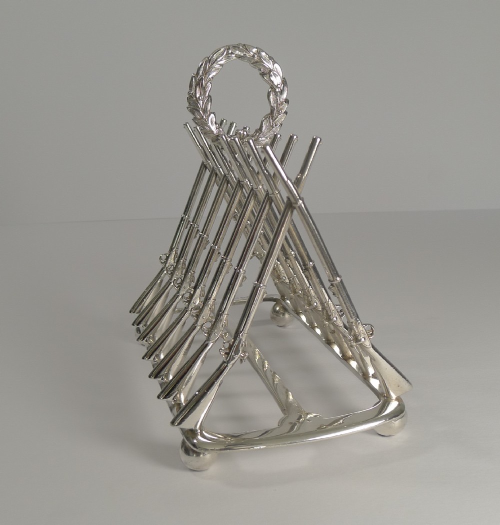 Rare Silver Plated Rifle Toast Rack - Reg. 1880