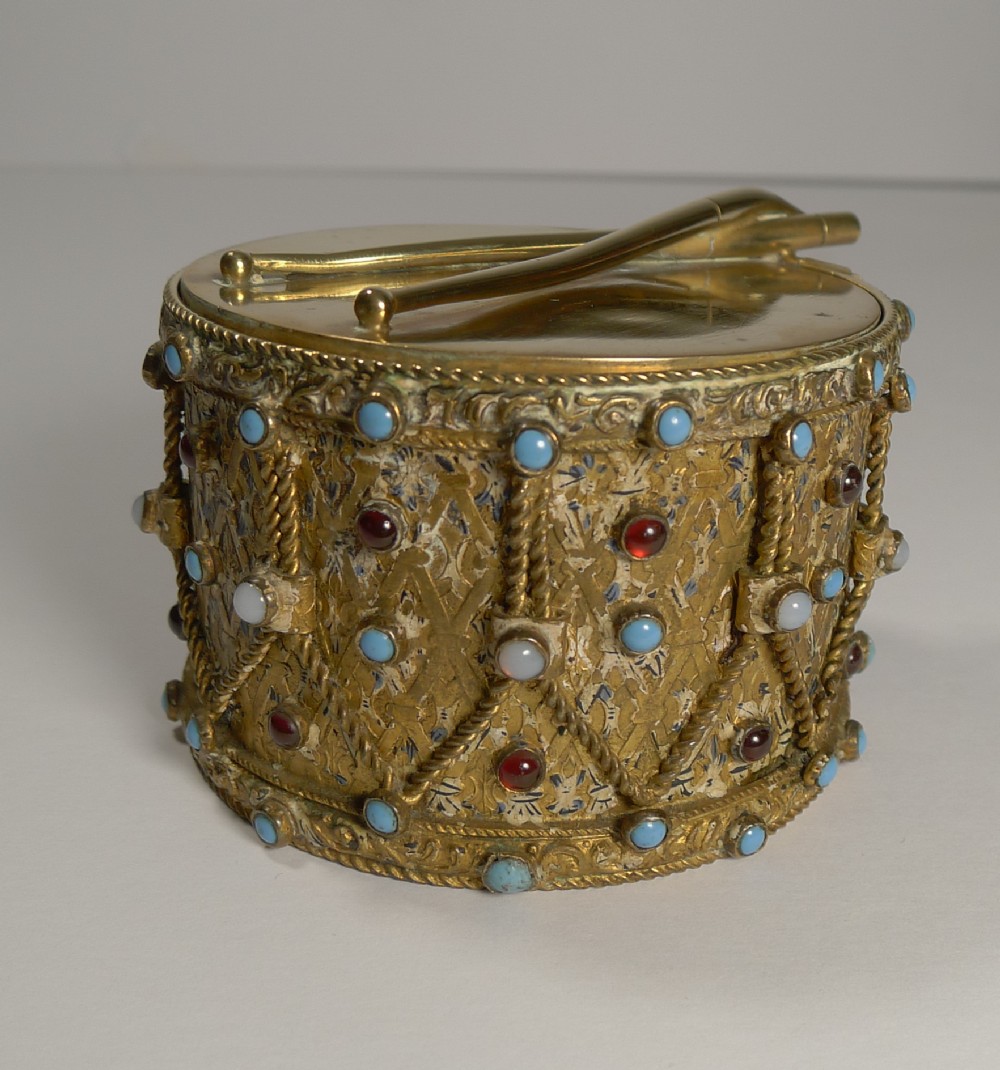 Unusual Austro Hungarian Jewelled Box - Drum