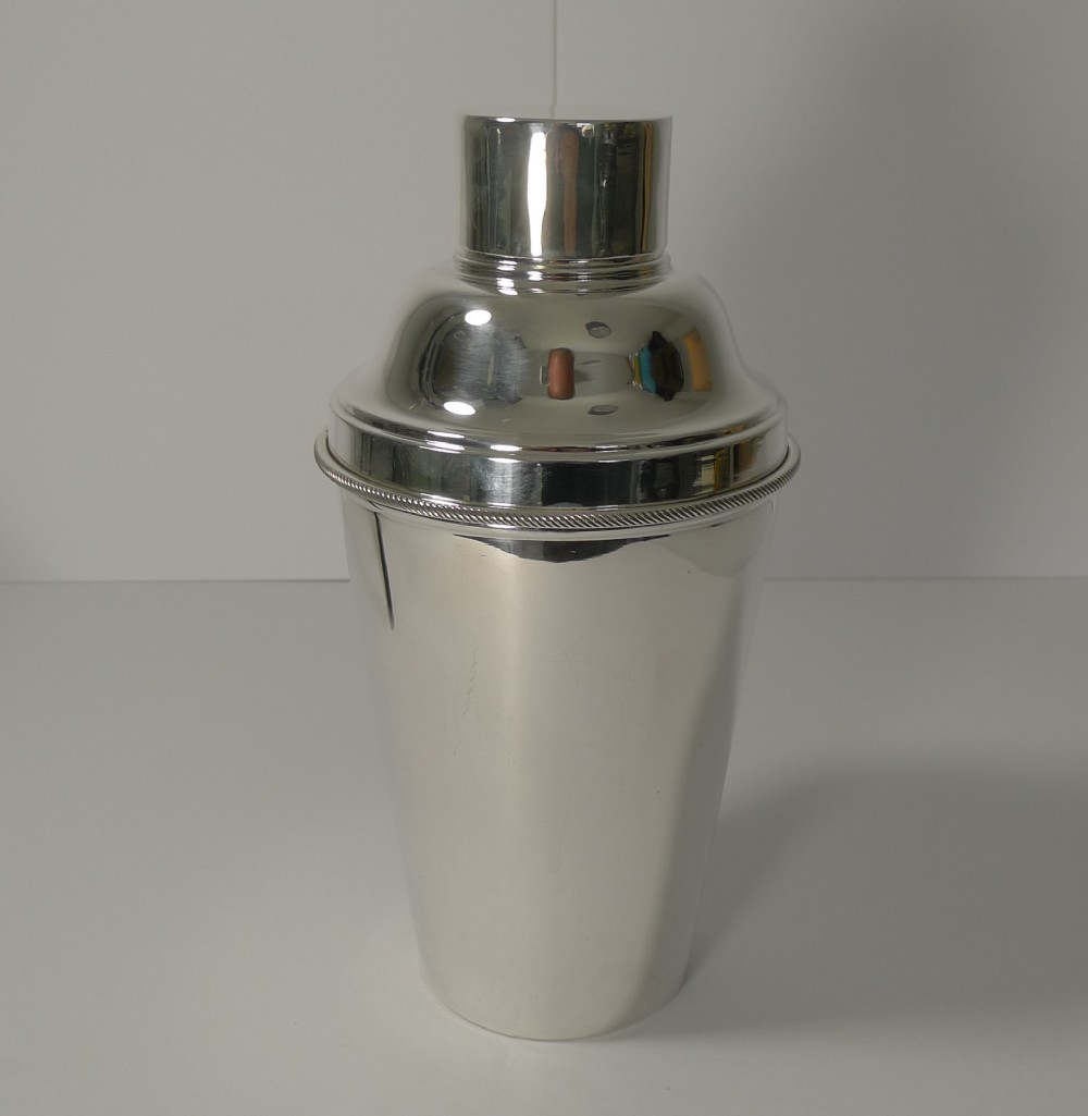 Large Vintage Silver Plated Cocktail Shaker With Ice Breaker c.1930
