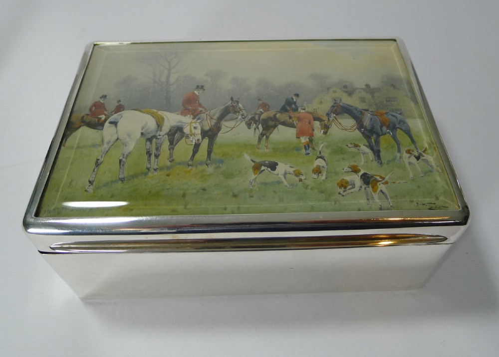 Fine Antique English Sterling Silver Cigar Box - Hunt Scene by George Wright View XIII