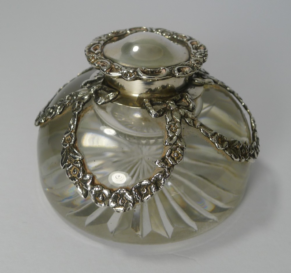Antique English Silver Mounted Inkwell by William Comyns - 1908