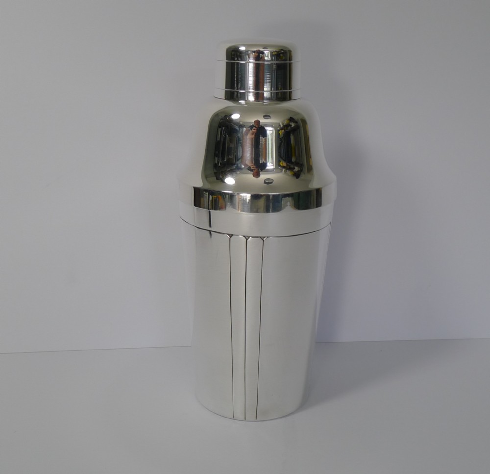 French Art Deco Silver Plated Cocktail Shaker c.1930 by Orbrille Paris
