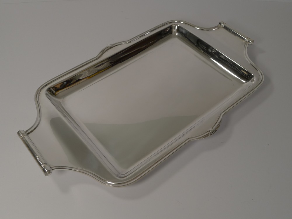 Stylish Art Deco Cocktail Tray In Silver Plate by Asprey, London 