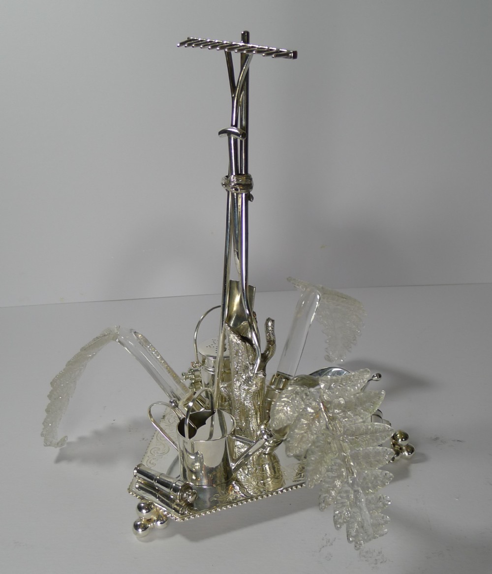 Rare English Gardening Cruet In Silver Plate - Reg. 1854 - Cannons