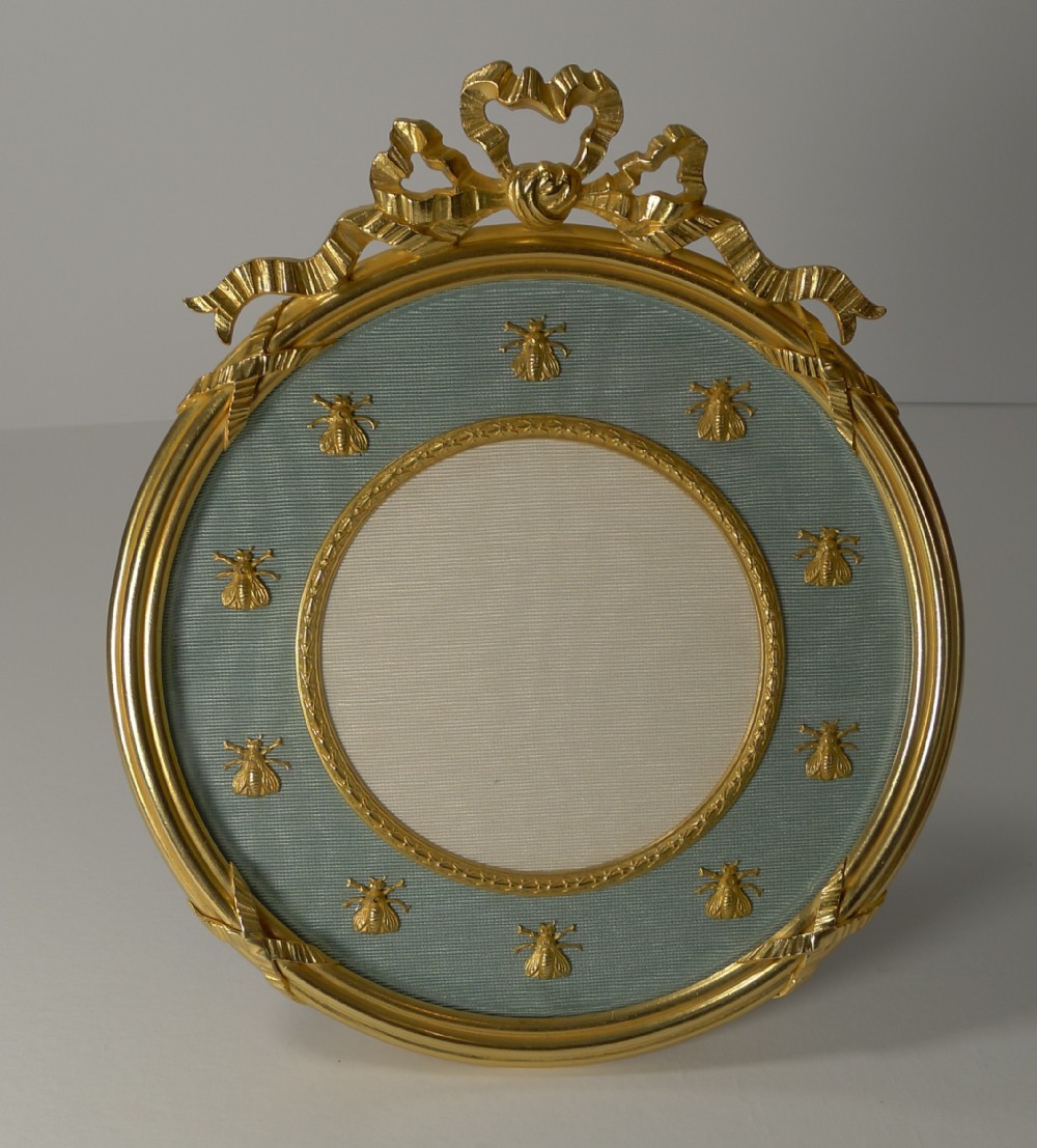 Large Antique French Gilded Bronze Photograph Frame - Napoleonic Bees c.1900