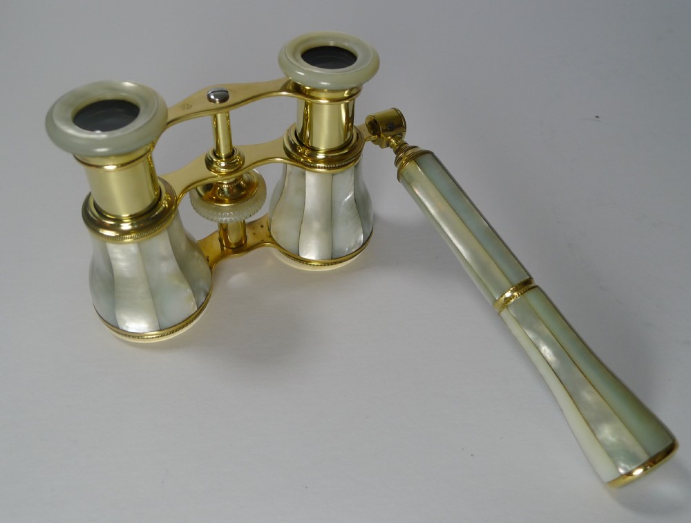 Antique French Opera Glasses With Detachable Lorgnette Handle c.1900 View VI