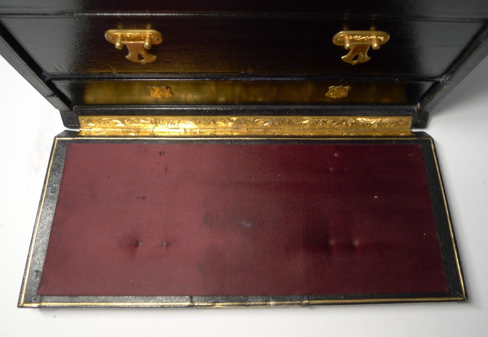 Magnificent Large Antique English Leather Jewellery Box c.1870 View IV