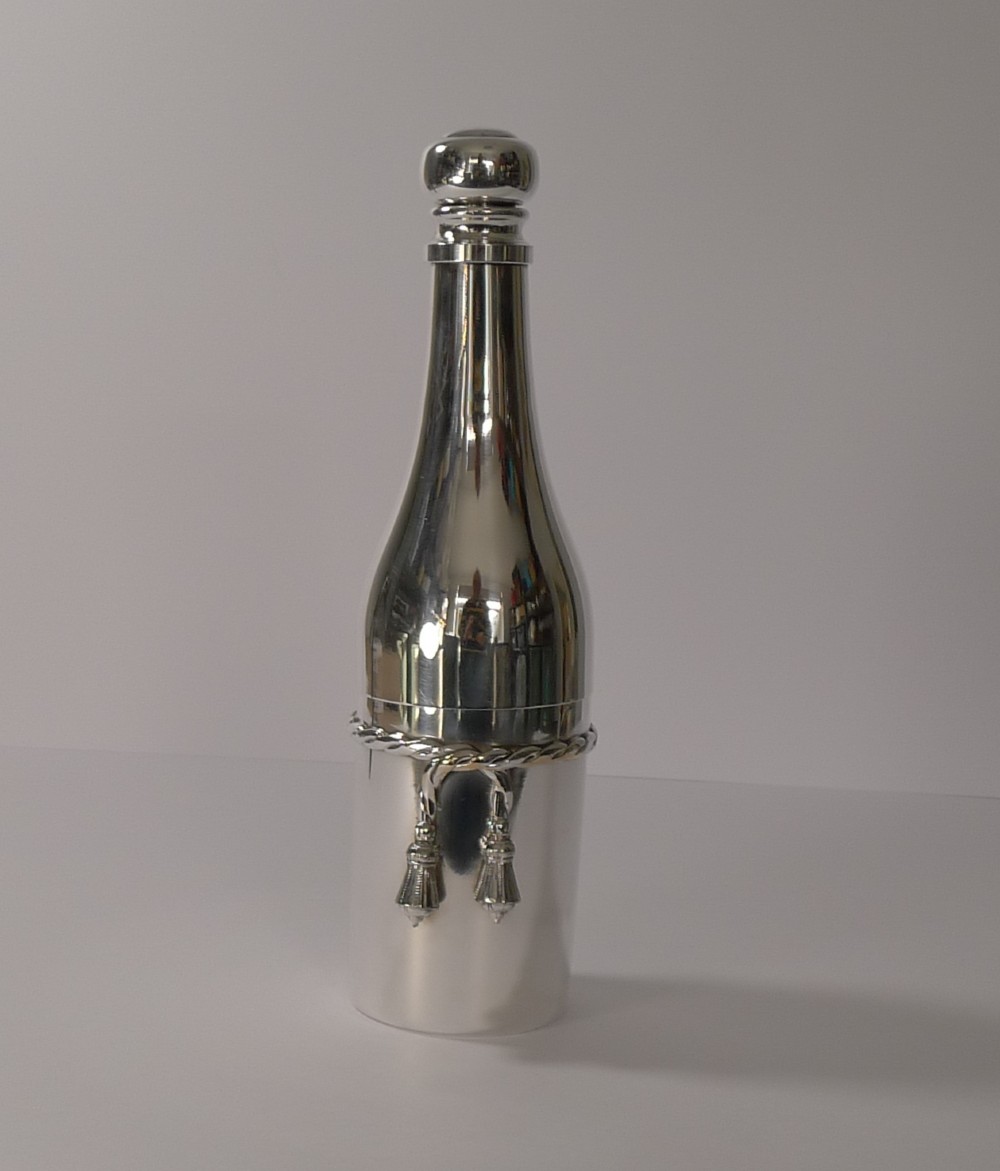 French Silver Plated Champagne Bottle Cocktail Shaker 