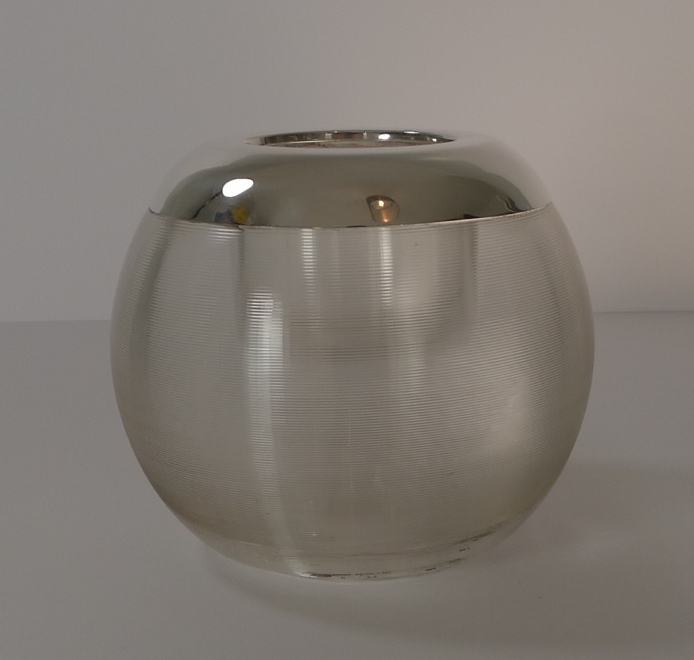 Oversized Antique English Threaded Glass & Sterling Silver Match Strike - 1914