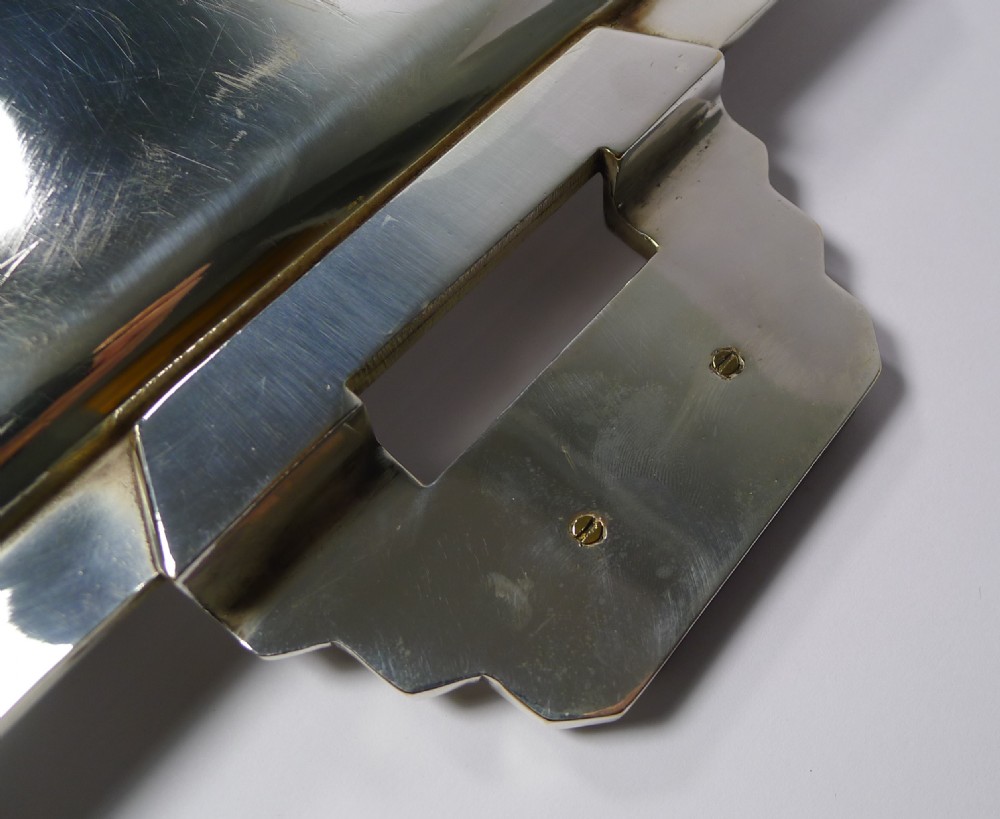 Stylish French Art Deco Cocktail Tray In Silver Plate c.1930's View VI