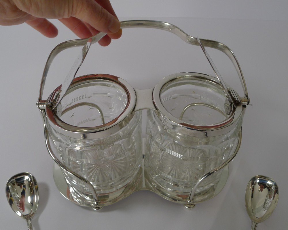Antique Hukin & Heath Double Automated Preserve Jars c.1900 View VII