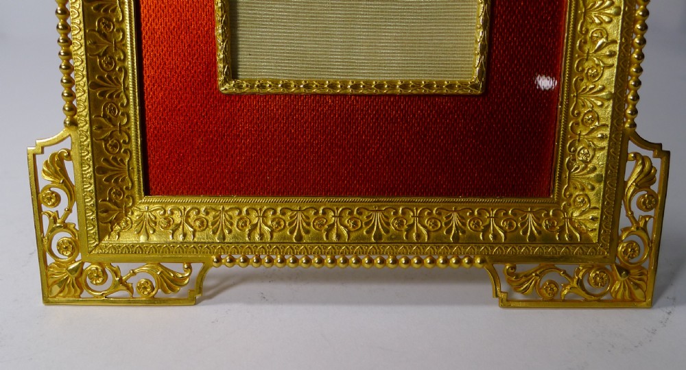 Superb Antique French Gilded Bronze & Orange Enamel Picture Frame c.1900 View V