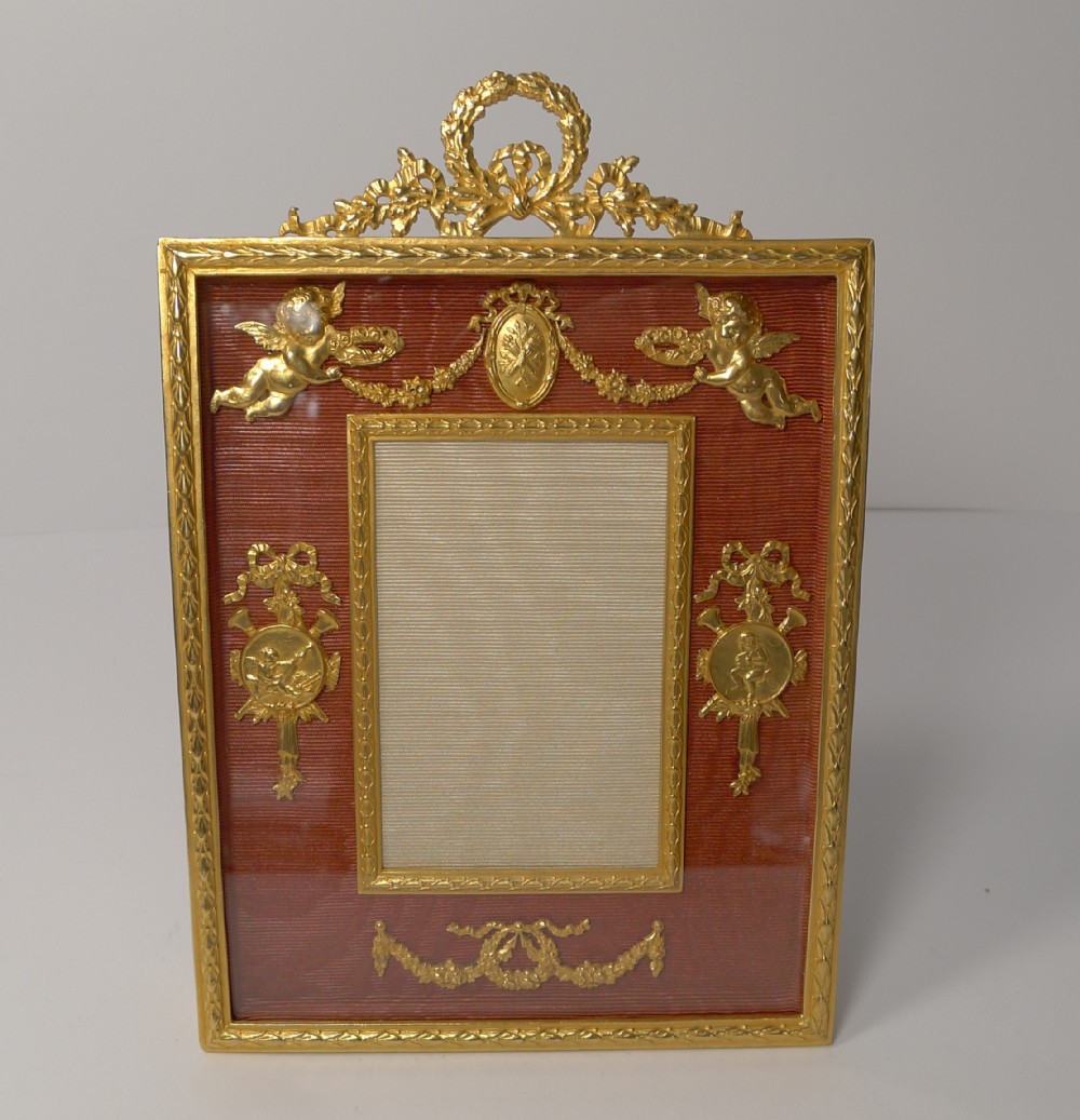 Antique French Gilded Bronze Picture Frame - Cherubs c.1900