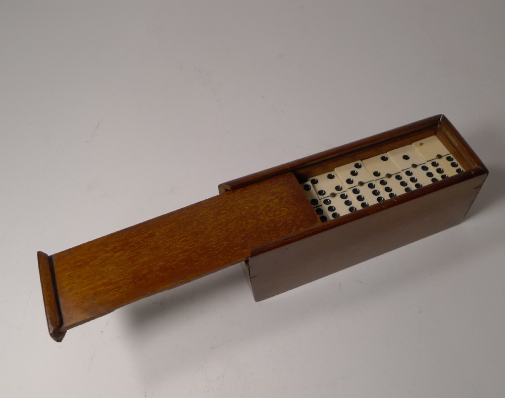 Set Small Antique English Ebony and Bone Dominoes c.1910 View II