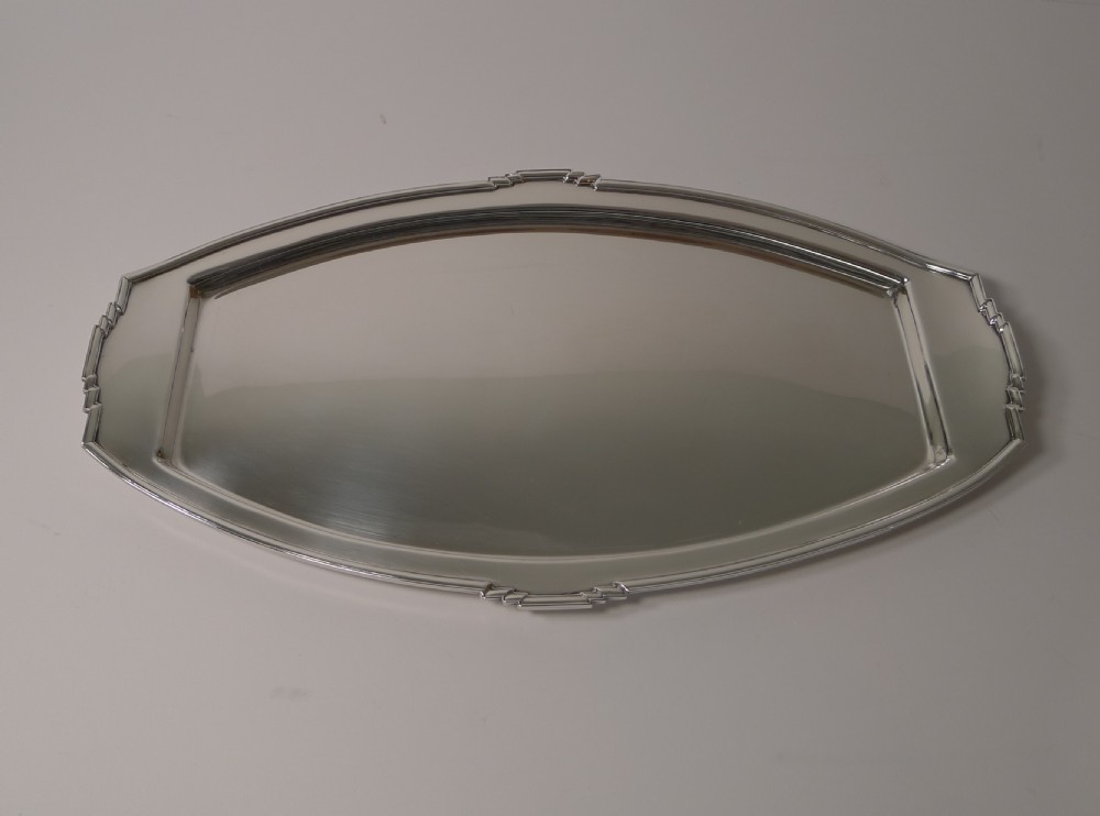 Stylish Art Deco Silver Plated Cocktail Tray - Reg. No. For 1933