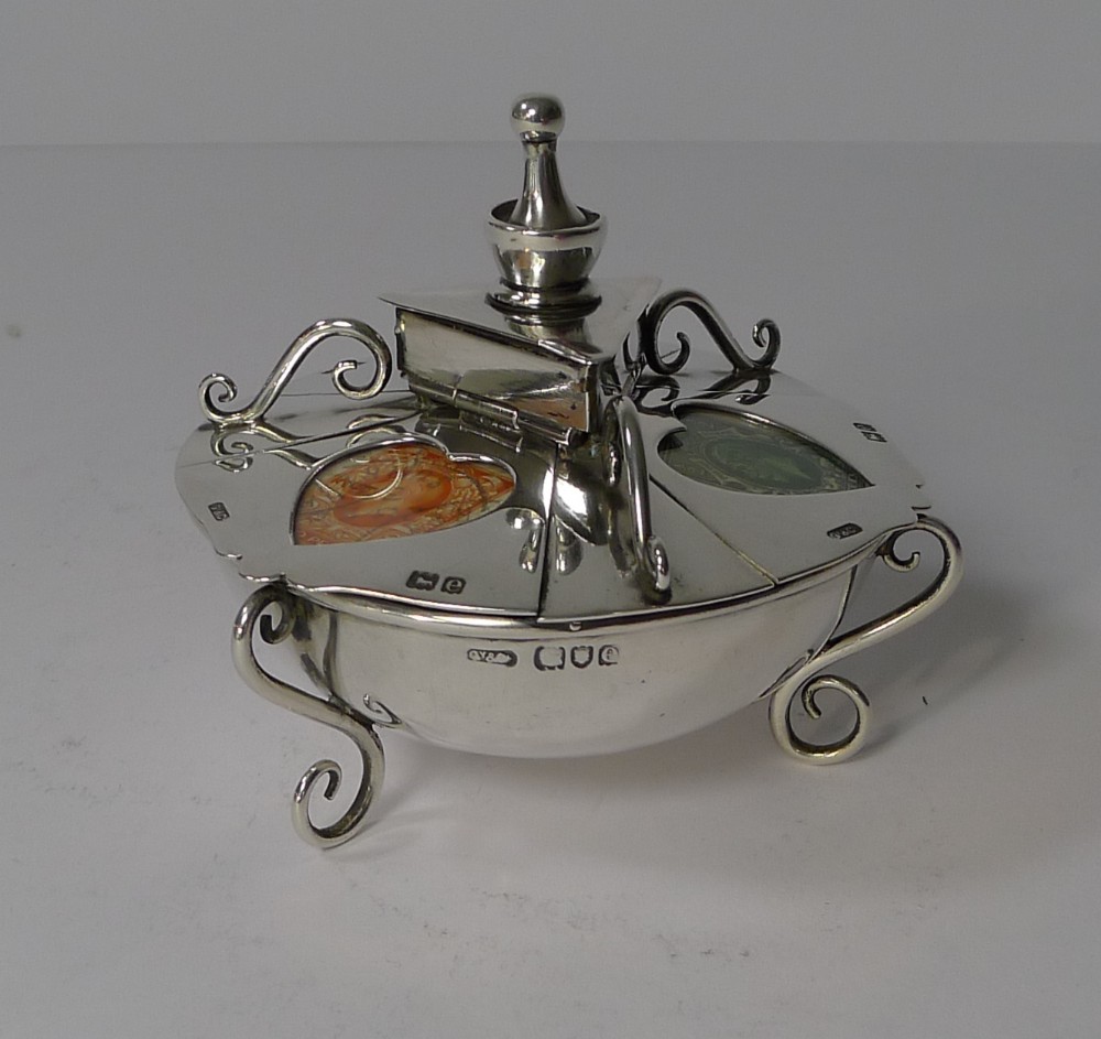 Rare Antique English Sterling Silver Postage Stamp Box by Grey & Co.