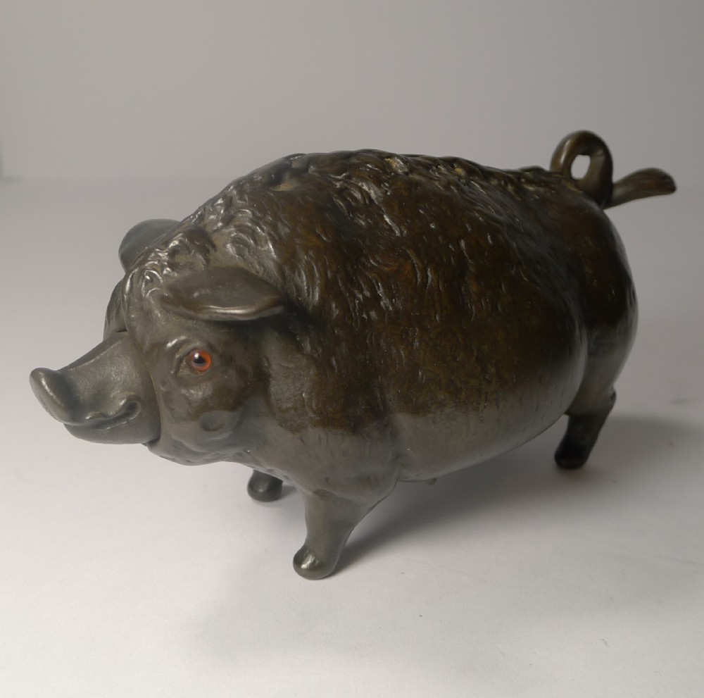 Rare Novelty Mechanical Desk or Table Bell - Pig c.1890