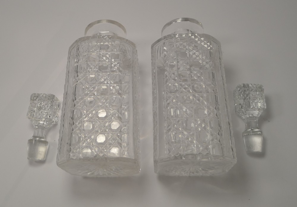 Pair English Art Deco Cut Crystal Decanters  View VIII