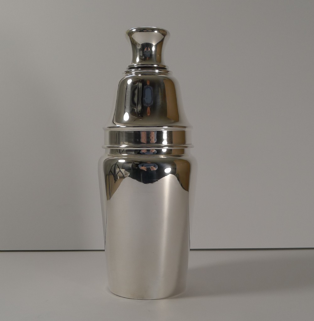 English Art Deco Silver Plated Cocktail Shaker by Barker Brothers c.1930