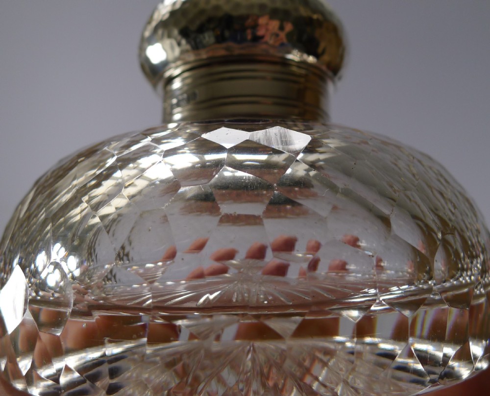 Antique English Cut Crystal & Sterling Silver Inkwell - 1904 View III