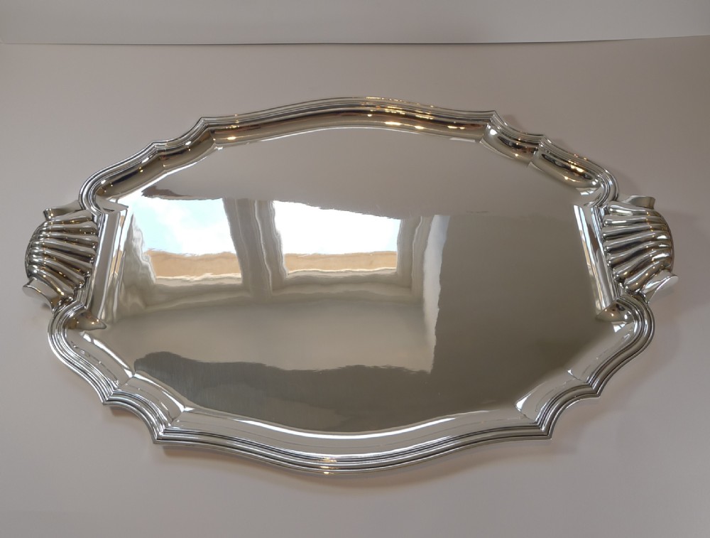 Magnificent Large French Silver Plated Drinks Tray c.1900