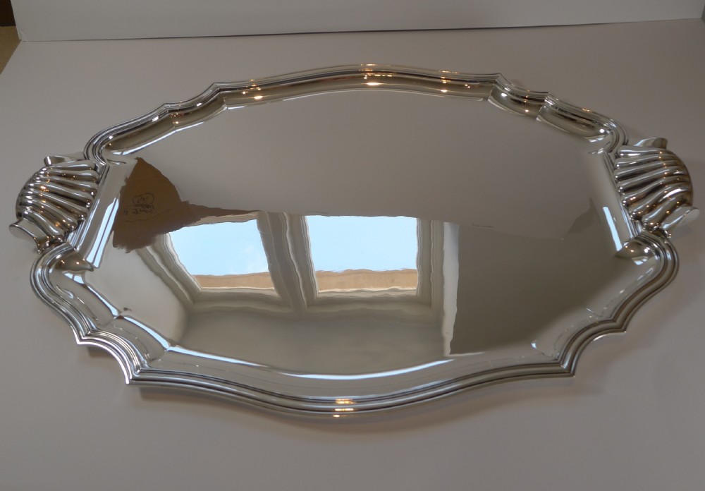 Magnificent Large French Silver Plated Drinks Tray c.1900 View IV