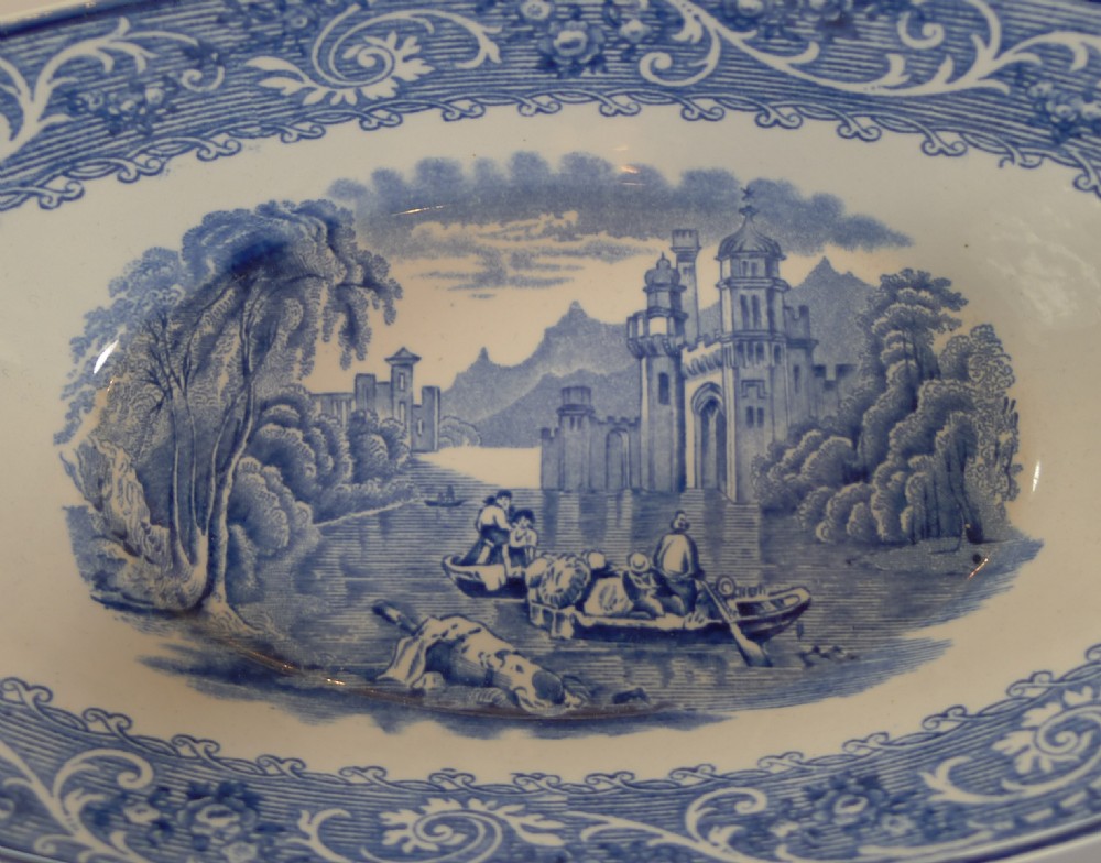 Pair Antique Ridgway Blue & White Bowls - Venice c.1920 View VI