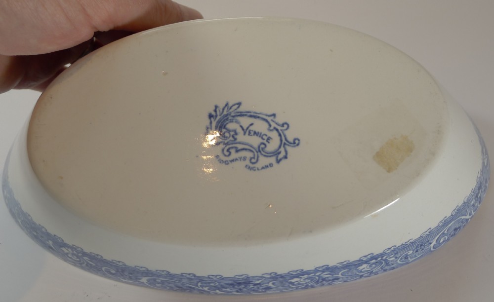 Pair Antique Ridgway Blue & White Bowls - Venice c.1920 View VII
