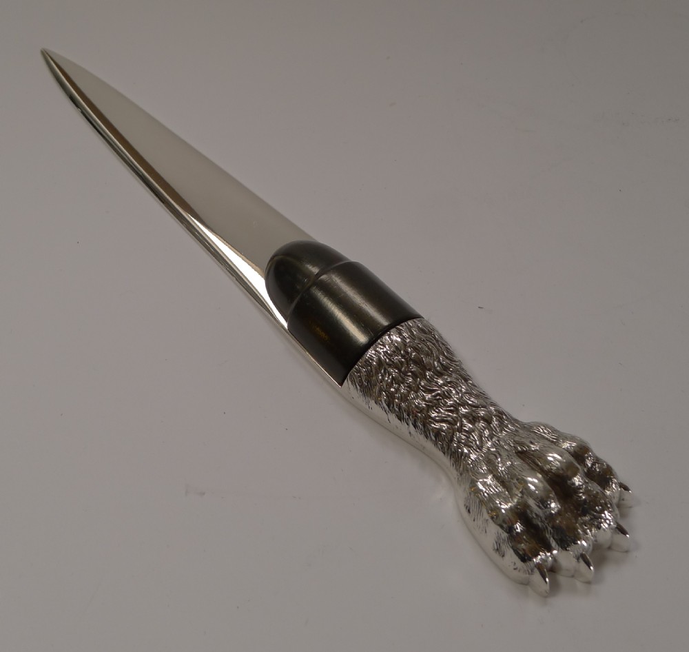 Modernist Gucci Solid Silver Lion's Paw Letter Opener