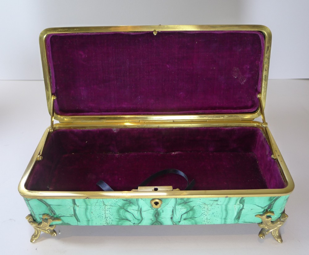 Fine Antique French Malachite and Bronze Jewellery Box c.1890 View XI