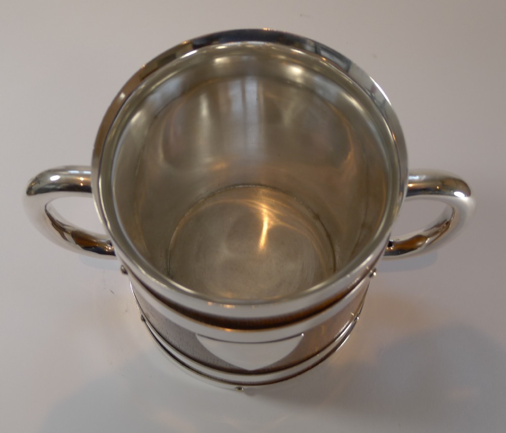 Antique English Oak and Silver Plate Loving Cup c.1890 View IV