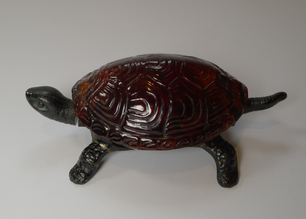 Antique Mechanical Tortoise Bell With Faux Shell c.1920 View II