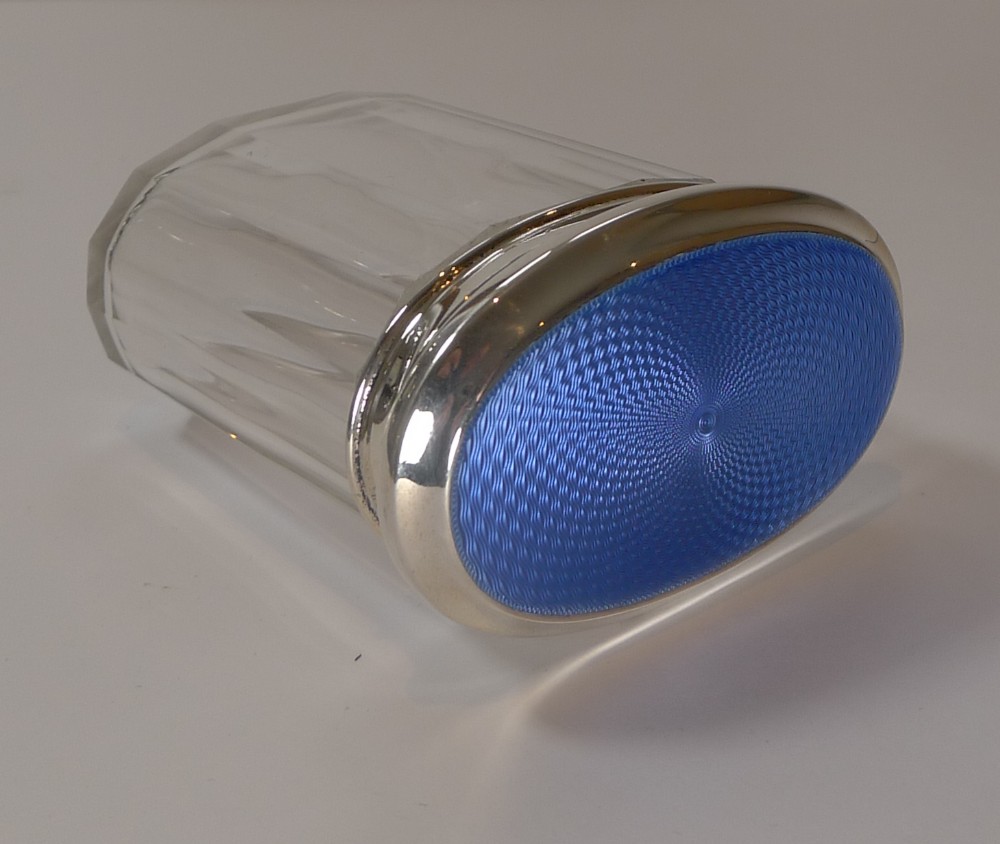 Antique English Silver and Blue Enamel Lidded Jar - 1904