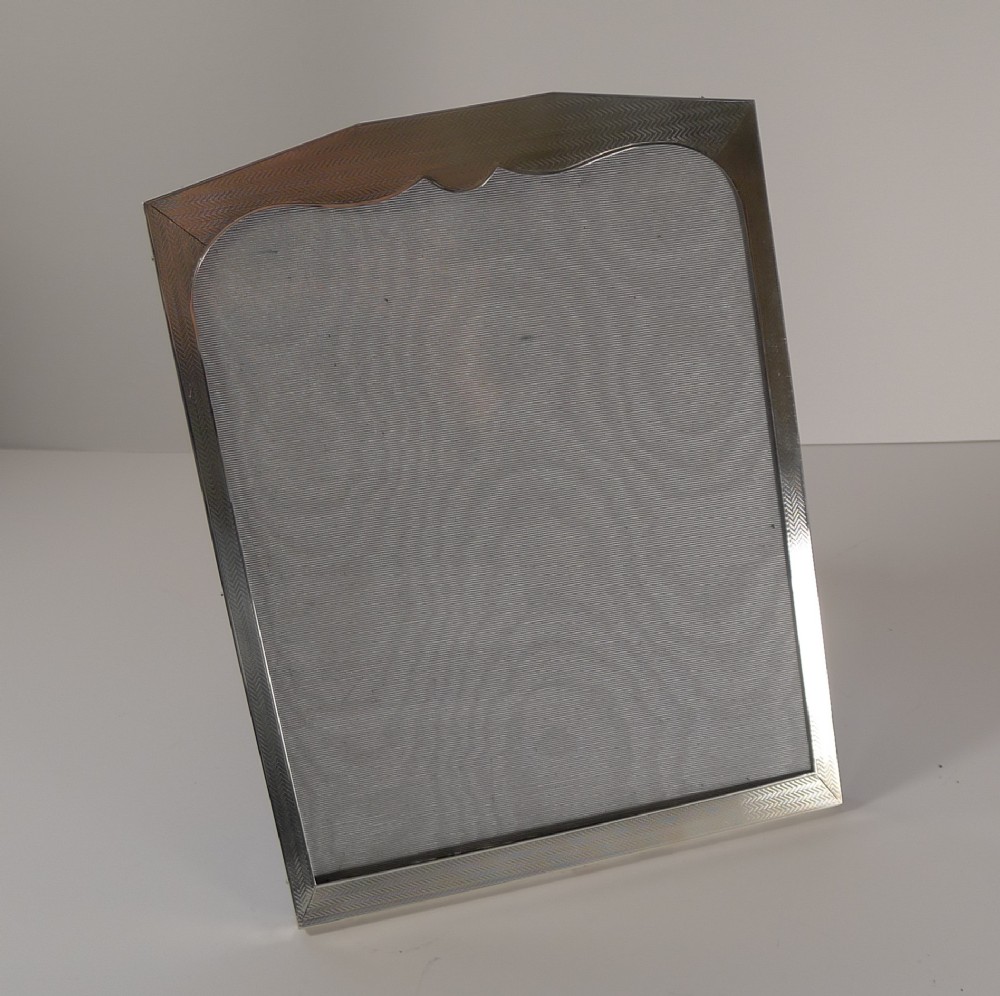 Large English Art Deco Sterling Silver Picture Frame - 1928