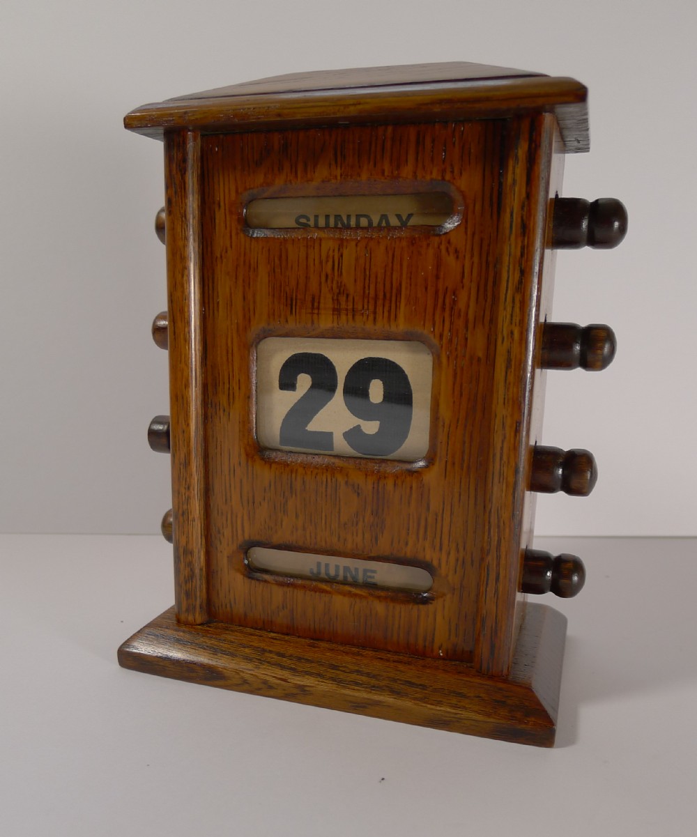 Small Antique English Oak Perpetual Calendar c1900