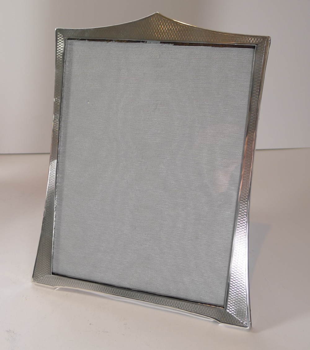 English Art Deco Sterling Silver Picture Frame - Engine Turned - 1928