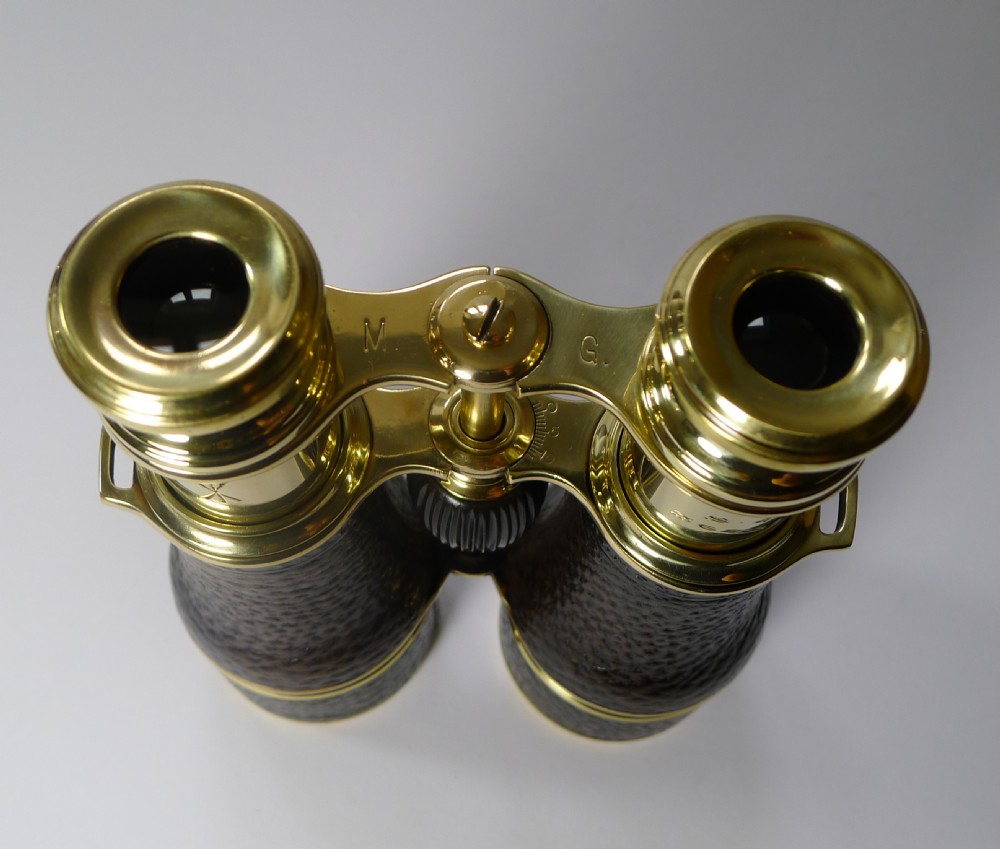 Pair WW1 Binoculars and Case - British Officer's Issue - 1917 - Signed Colmont, Paris View VII