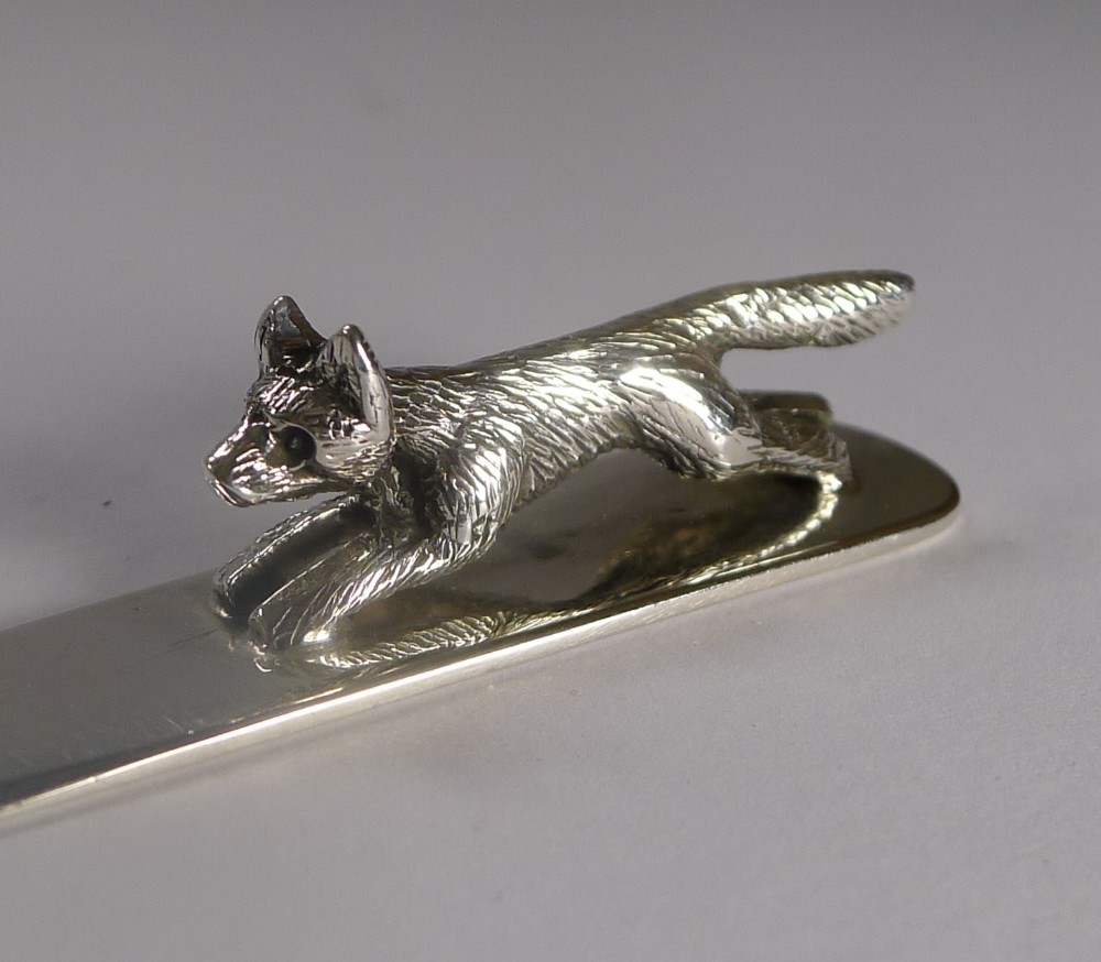English Solid Sterling Silver Letter Opener - Fox - 1935