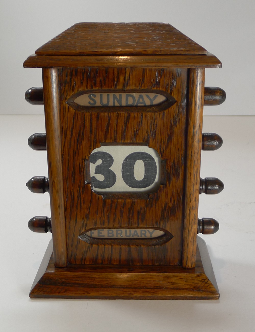 Small Antique English Oak Perpetual Calendar c.1900