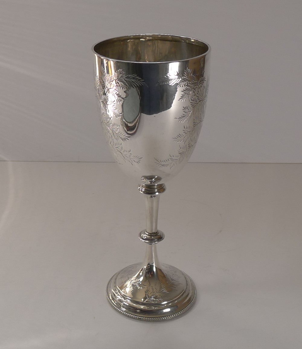 Fine Fern Engraved Sterling Silver Goblet - 1883