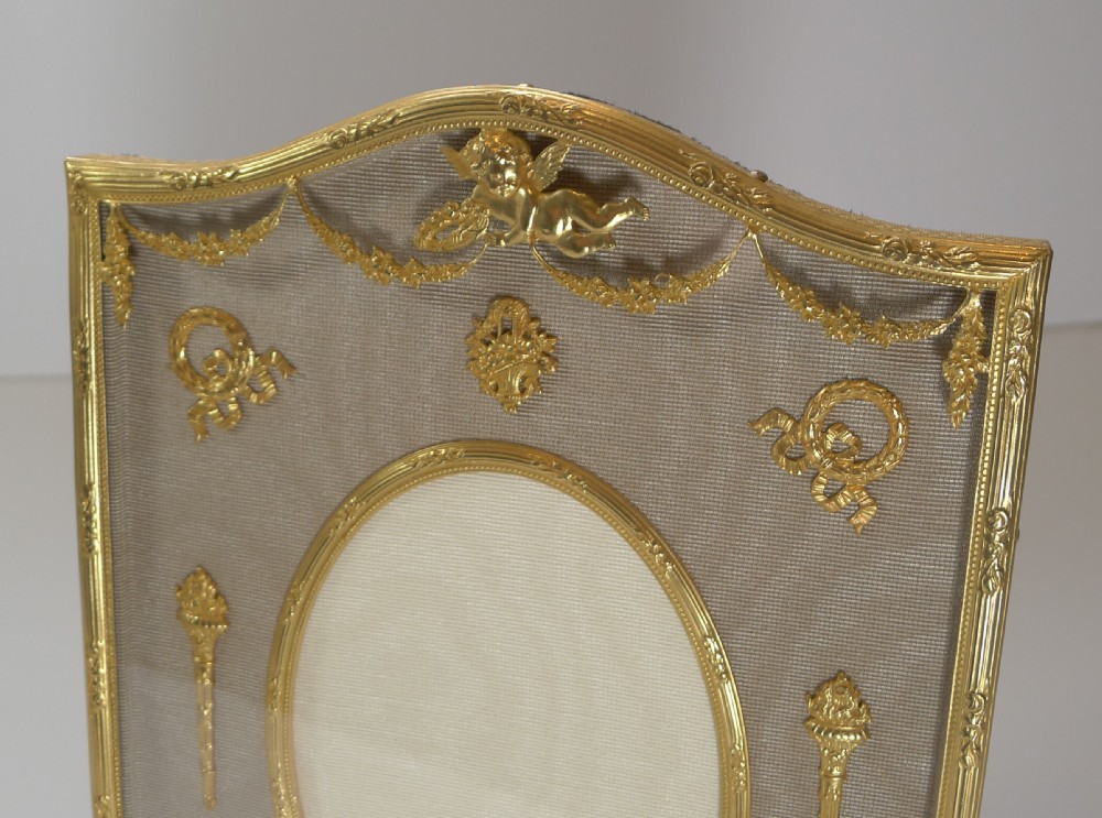 Antique French Gilded Bronze Picture Frame - Cherub c.1900 View VI