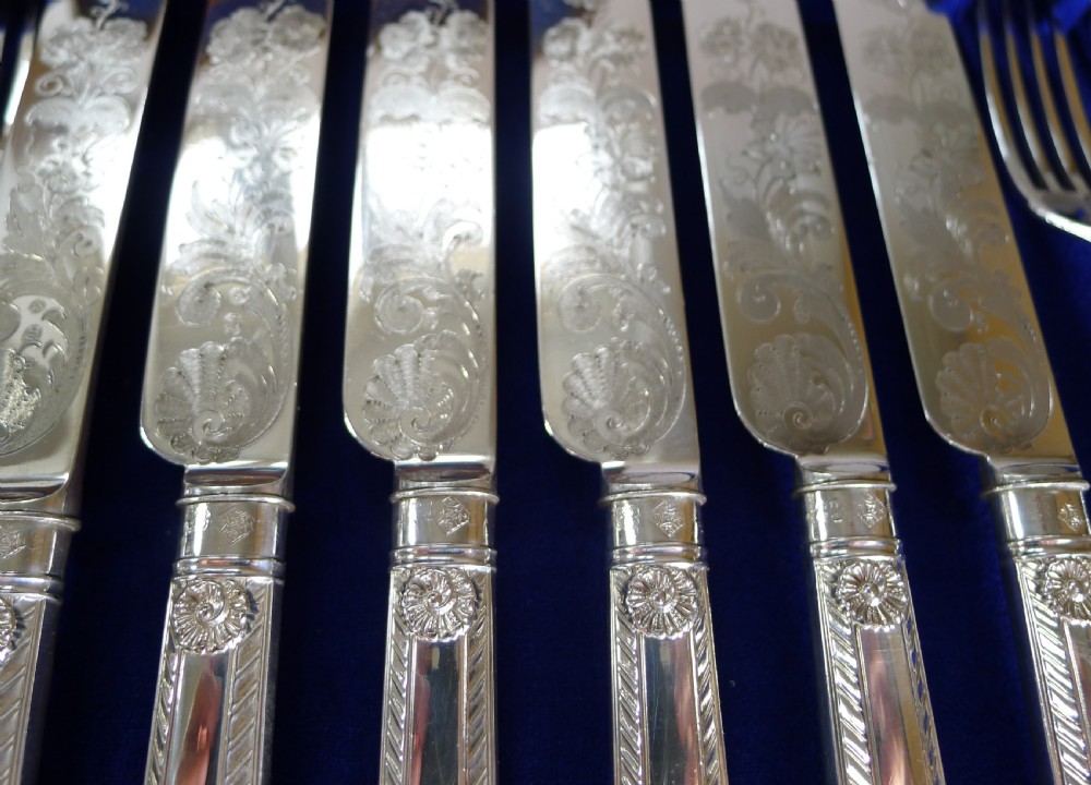Rare Setting For 18 - Fruit / Desert Knives and Forks c.1860 View V