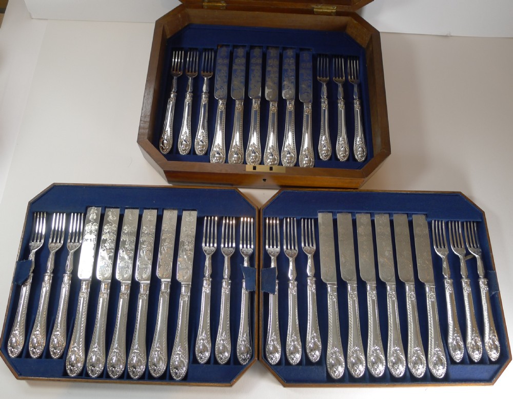 Rare Setting For 18 - Fruit / Desert Knives and Forks c.1860 View VIII