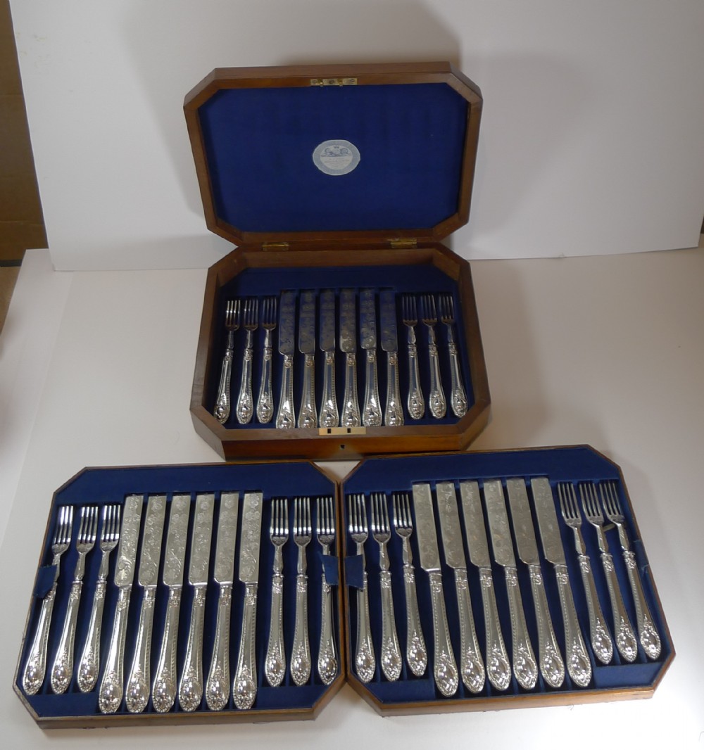 Rare Setting For 18 - Fruit / Desert Knives and Forks c.1860