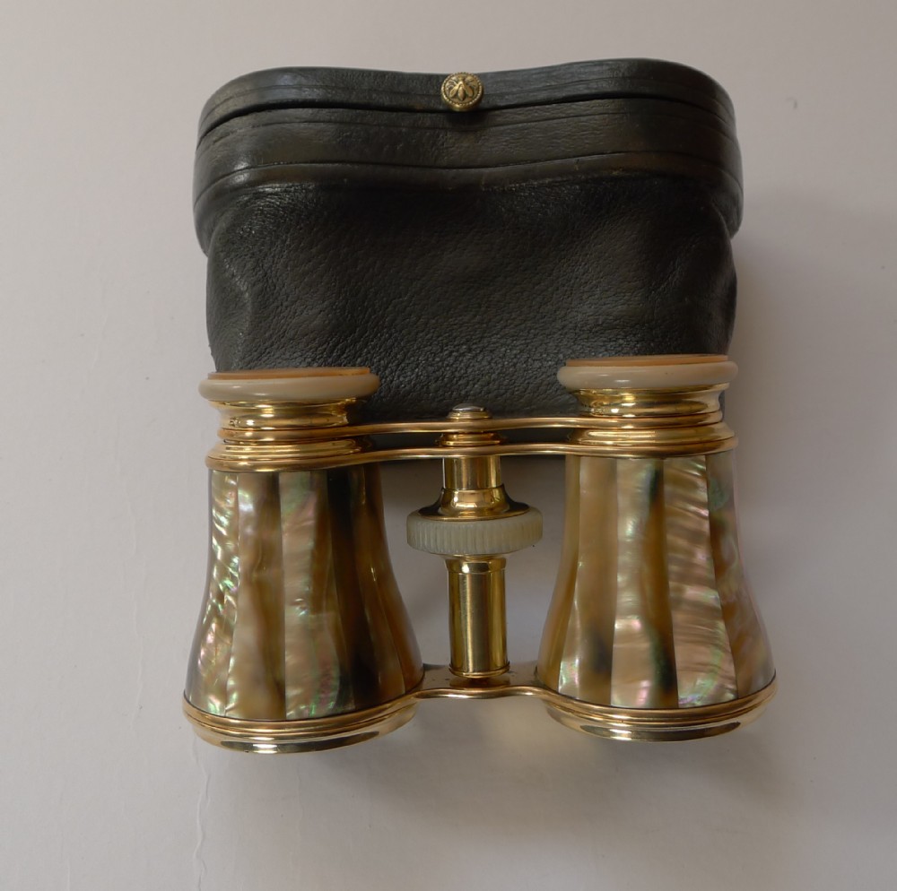 Good Pair French Cased Mother of Pearl Opera Glasses c.1900