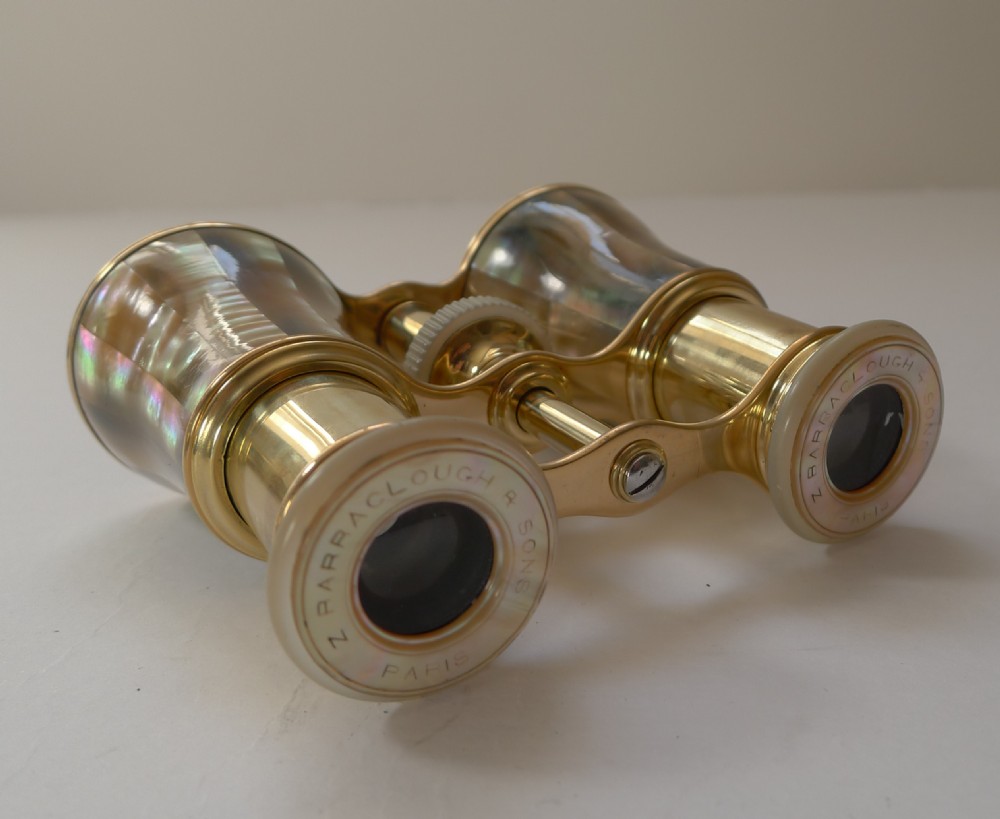 Good Pair French Cased Mother of Pearl Opera Glasses c.1900 View VIII