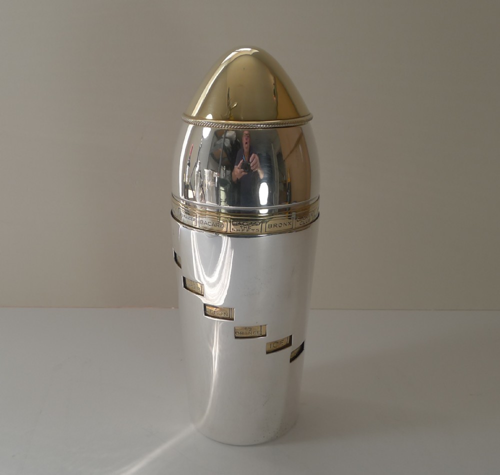 Rare Italian Bullet Recipe Cocktail Shaker - Milan, c.1940