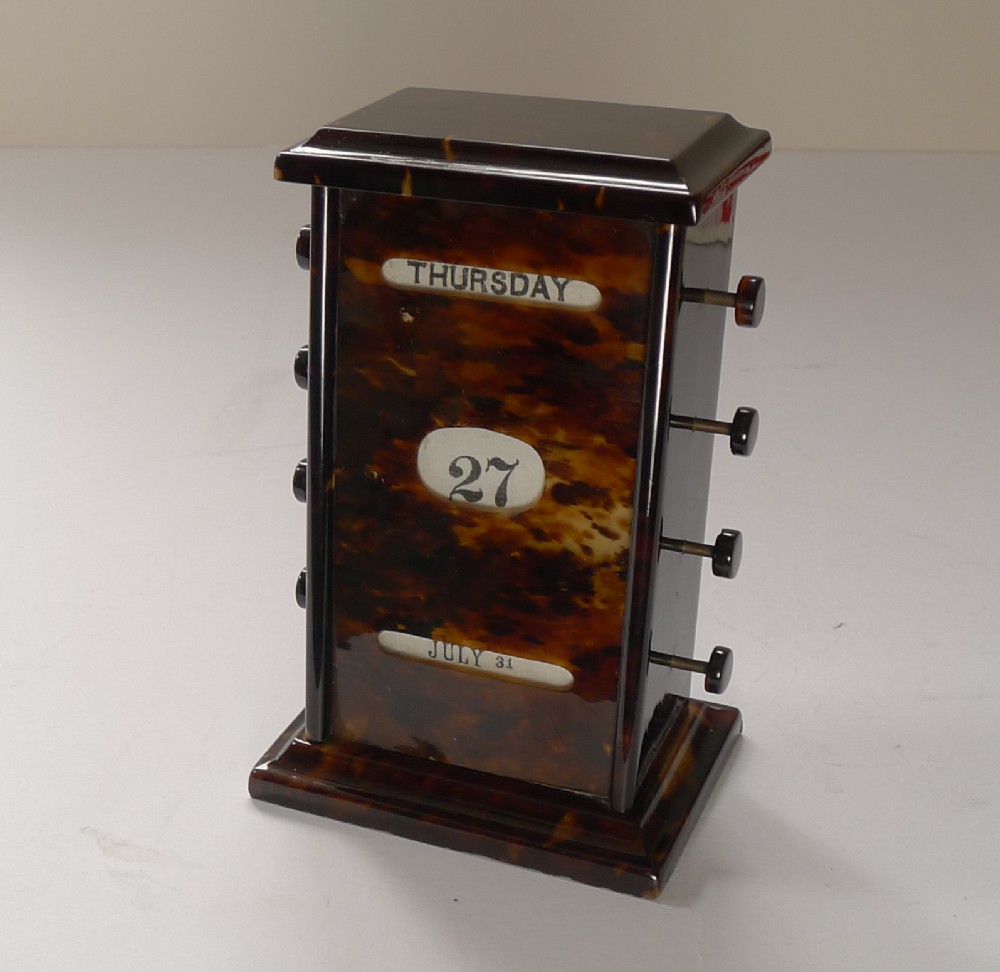 Rare Antique English Tortoiseshell Perpetual Desk Calendar c.1900