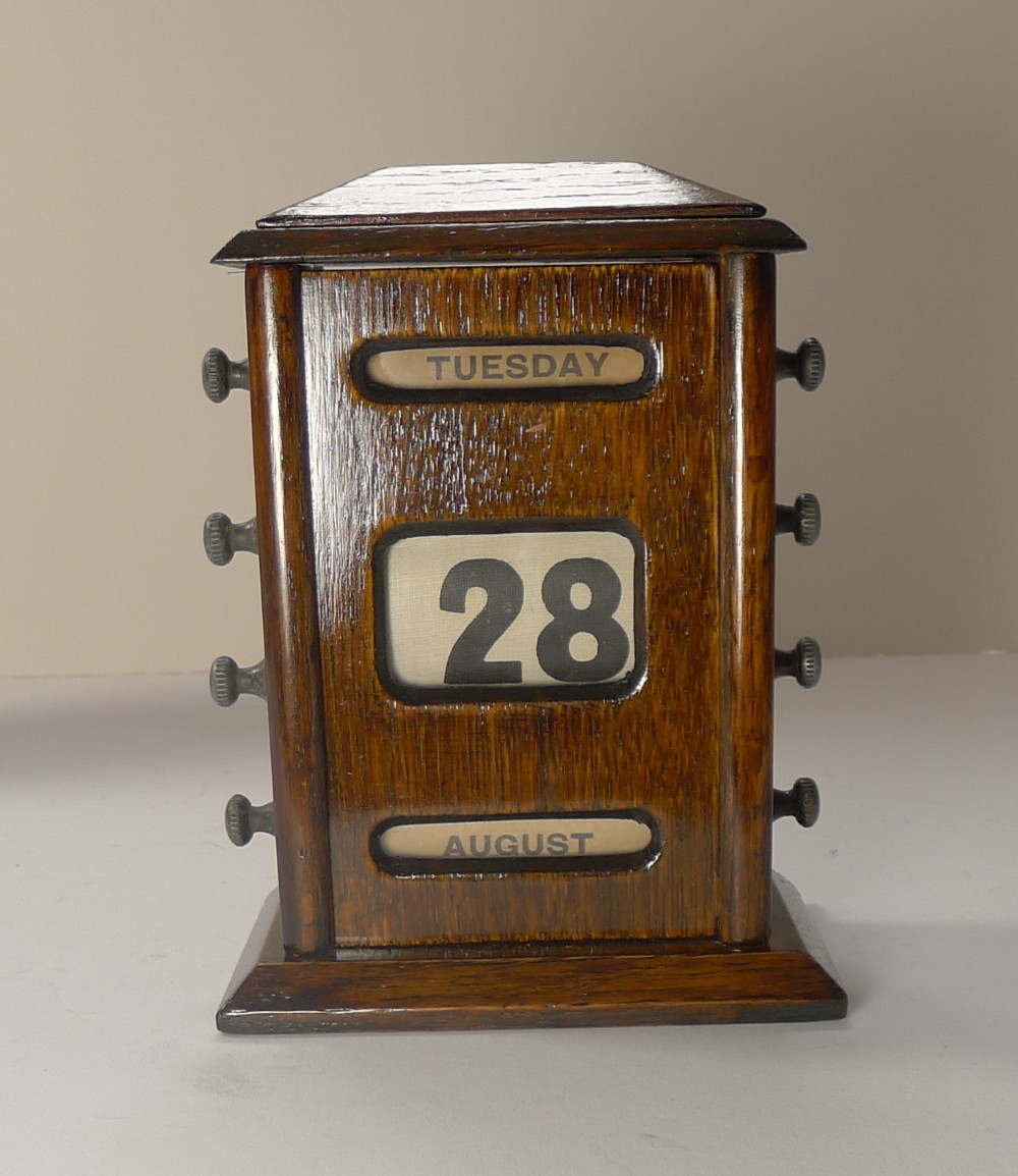 Small Antique English Oak Perpetual Calendar c.1900